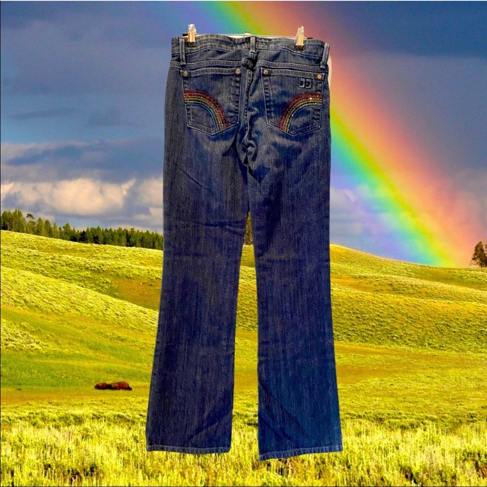 Joe's Jeans Dark Blue Flare Jeans with Glitter Rainbow 🌈 Pockets😍